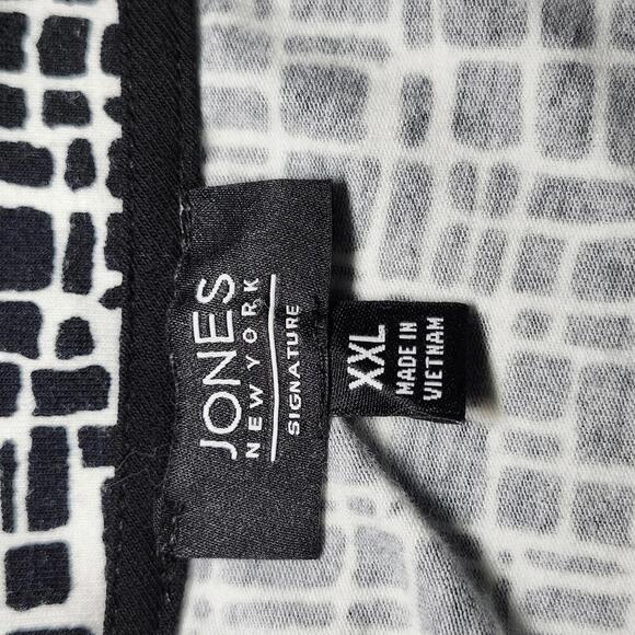 Jones New York Signature Women's Black and White Patterned Top XXL - Picture 3 of 7